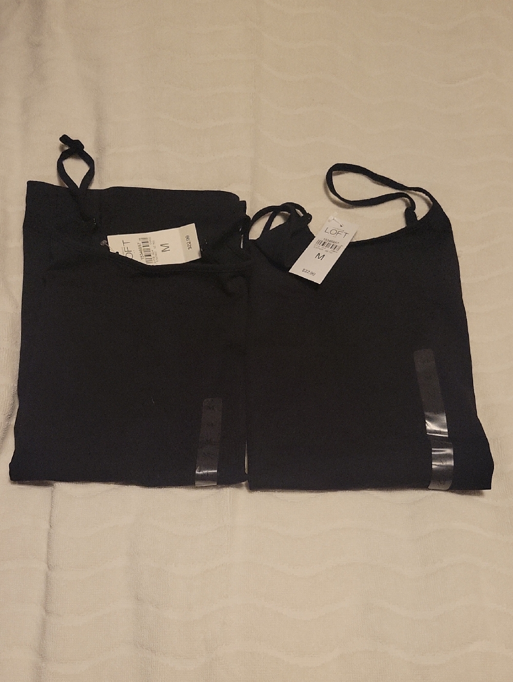 Lot of 2 Ann Taylor LOFT Black Tank Tops (Cami) Adjustable Straps- Medium -New